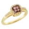 10KT Yellow Gold 0.25CTW WHITE ROUND AND BROWN PRINCESS COGNAC DIAMOND LADIES FASHION INVISIBLE R