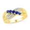 10kt Yellow Gold Womens Round Lab-Created Blue Sapphire Fashion Band Ring 1/2 Cttw