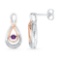Sterling Silver Womens Round Lab-Created Amethyst Dangle Earrings 1/5 Cttw