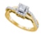 14kt Yellow Gold Womens Princess Diamond Solitaire Halo Bridal Wedding Engagement Ring 1/2 Cttw