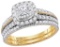 14kt Yellow Gold Womens Princess Natural Diamond Certified Milgrain Halo Bridal Wedding Engagement R