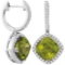 14KT White Gold 0.43CTW-Diamond 1.75(MIN)CT PERIDOT EARRING