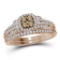 14kt Rose Gold Womens Round Cognac-brown Diamond Bridal Wedding Engagement Ring Band Set 1/2 Cttw