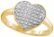 10kt Yellow Gold Womens Round Natural Diamond Heart Love Fashion Ring 1/10 Cttw