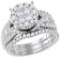 10kt White Gold Womens Princess Round Diamond Soleil Bridal Wedding Engagement Ring Band Set 2.00 Ct