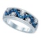 10KT White Gold 0.25CTW BLUE DIAMOND FASHION BAND