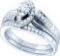 10kt White Gold Womens Marquise Diamond Bridal Wedding Engagement Ring Band Set 1/3 Cttw