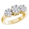 14KT Yellow Gold 0.33CTW DIAMOND 3 FLOWER RING