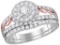 14kt Two-tone Gold Womens Natural Diamond Round EGL Bridal Wedding Engagement Ring Band Set 1.00 Ctt