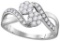 14kt White Gold Womens Round Natural Diamond 2-stone Bridal Wedding Engagement Ring 1/2 Cttw