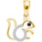10kt Yellow Gold Womens Round Natural Diamond Squirrel Critter Fashion Pendant 1/20 Cttw