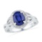 Sterling Silver Womens Oval Lab-Created Blue Sapphire Solitaire Fashion Ring 1 & 5/8 Cttw