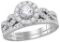 14kt White Gold Womens Natural Diamond Round EGL Bridal Wedding Engagement Ring Band Set 1.00 Cttw