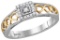 10kt Two-tone Gold Womens Round Natural Diamond Solitaire Bridal Wedding Engagement Ring 1/10 Cttw