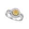 14kt White Gold Womens Round Yellow Natural Diamond Cluster Bridal Wedding Engagement Ring 1 & 1/10