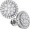 14kt White Gold Womens Round Diamond Flower Cluster Circle Frame Earrings 1.00 Cttw