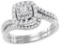 14kt White Gold Womens Princess Natural Diamond Bridal Wedding Engagement Ring Band Set 1/2 Cttw