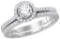 14k White Gold Womens Natural Round Diamond Slender Bridal Wedding Engagement Ring Band Set 7/8 Cttw