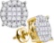 14kt Yellow Gold Womens Princess Natural Diamond Soleil Cluster Fashion Earrings 1.00 Cttw