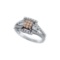 14kt White Gold Womens Princess Cognac-brown Colored Diamond Square Cluster Ring 1/2 Cttw