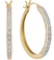 Womens 10K Yellow Gold 1 Row Round 3D Genuine Diamond Hoop Earrings 1/6 CT