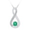 Sterling Silver Womens Round Lab-Created Emerald Infinity Diamond Pendant 1/2 Cttw