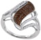 10KT White Gold 0.50CTW COGNAC DIAMOND FASHION RING