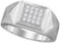 10K White Gold Mens Square Cluster Genuine Diamond Pinky Ring Band 1/3 CT