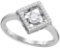 10kt White Gold Womens Round Diamond Moving Twinkle Solitaire Diagonal Square Ring 1/5 Cttw