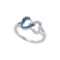 Sterling Silver Womens Round Blue Colored Diamond Double Linked Heart Ring 1/6 Cttw
