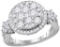 14kt White Gold Womens Round Natural Diamond Cluster Bridal Wedding Engagement Ring 2.00 Cttw