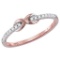 10kt Rose Gold Womens Round Diamond Infinity Knot Stackable Band Ring 1/10 Cttw