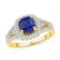 10kt Yellow Gold Womens Lab-Created Blue Sapphire Solitaire Fashion Ring 2 & 1/12 Cttw