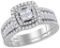 14kt White Gold Womens Princess Diamond Double Halo Bridal Wedding Engagement Ring Band Set 1.00 Ctt