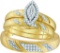 10k Yellow Gold Natural Diamond His & Hers Matching Trio Wedding Engagement Bridal Ring Set 1/4 Ctw