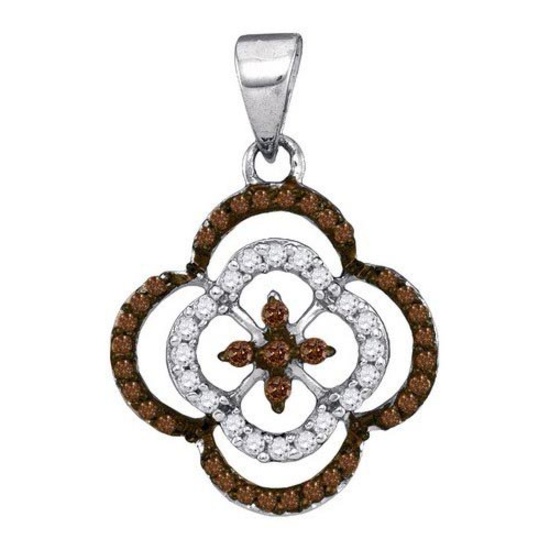 10KT White Gold 0.25CTW COGNAC DIAMOND MICRO-PAVE PENDANT