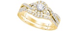 14kt Yellow Gold Womens Natural Diamond Round EGL Bridal Wedding Engagement Ring Band Set 1.00 Cttw