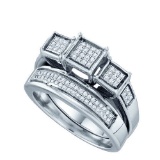 925 Sterling Silver White 0.29CTW DIAMOND MICRO PAVE BRIDAL RING