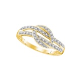10kt Yellow Gold Womens Round Natural Diamond Fashion Band Ring 1/10 Cttw