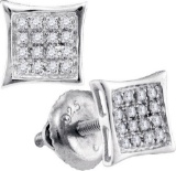925 Sterling Silver White 0.10CTW DIAMOND MICRO PAVE EARRINGS