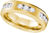 10k Yellow Gold Mens Natural Round Diamond Wedding Anniversary Band Ring 1.00 Cttw