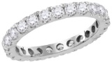 14kt White Gold Womens Round Natural Diamond Eternity Wedding Anniversary Ring 1 & 1/2 Cttw