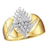 10KT Yellow Gold 0.15CTW  DIAMOND CLUSTER RING