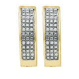 925 Sterling Silver Yellow 0.10CTW DIAMOND MICRO PAVE HOOPS