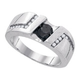 925 Sterling Silver White 1.03CT DIAMOND MICRO-PAVE MENS BAND