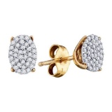 925 Sterling Silver Yellow 0.20CT DIAMOND MICRO PAVE EARINGS