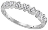 10kt White Gold Womens Round Natural Diamond Heart Love Fashion Ring 1/10 Cttw