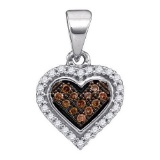 14K White-gold 0.13CTW COGNAC DIAMOND MICRO-PAVE PENDANT