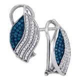 10KT White Gold 0.45CTW BLUE DIAMOND MICRO-PAVE EARRING
