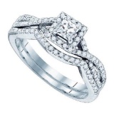 14K White-gold 0.66CTW DIAMOND 0.27CTW-CPR BRIDAL RING